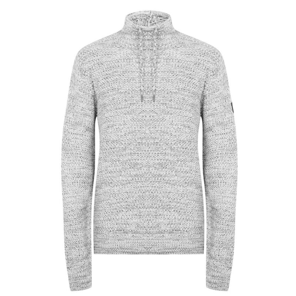 Firetrap Mens Marl Cowl Neck Sweater / Grey Marl
